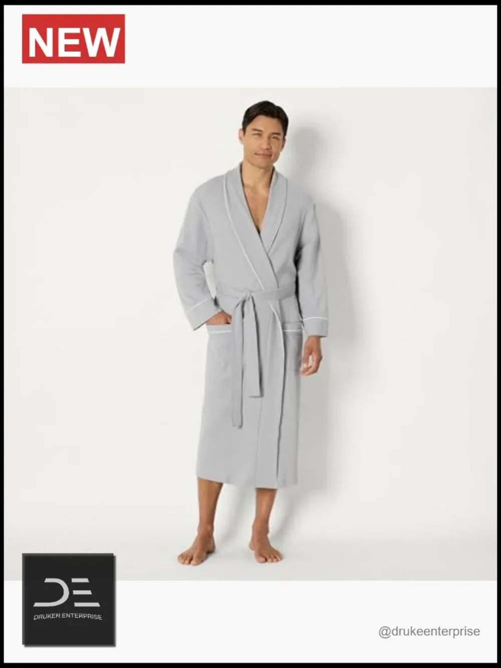 Men's Lightweight Cotton Waffle Bathrobe Big & Tall Relaxed Fit
